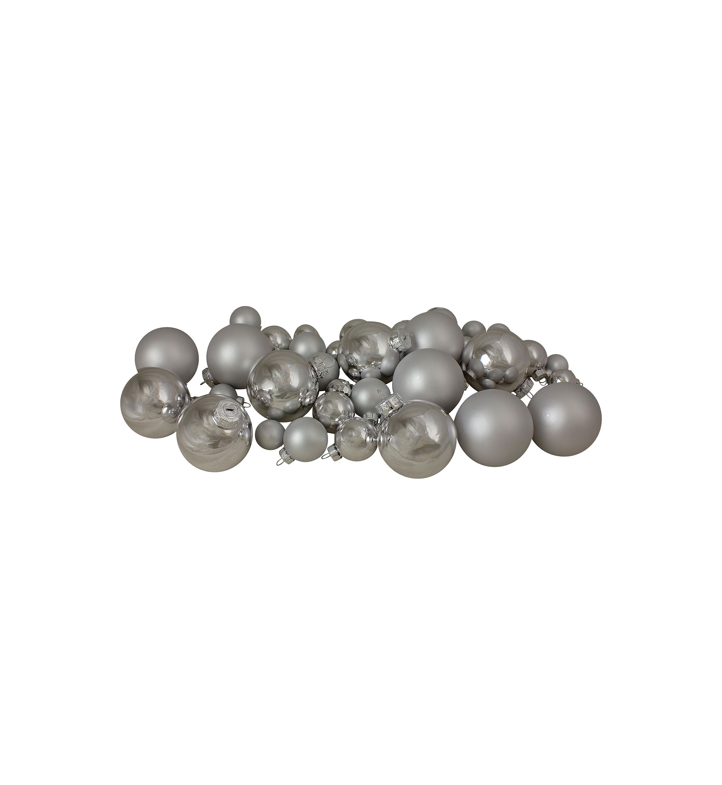 40ct Shiny and Matte Silver Glass Ball Christmas Ornaments 2.5Inch