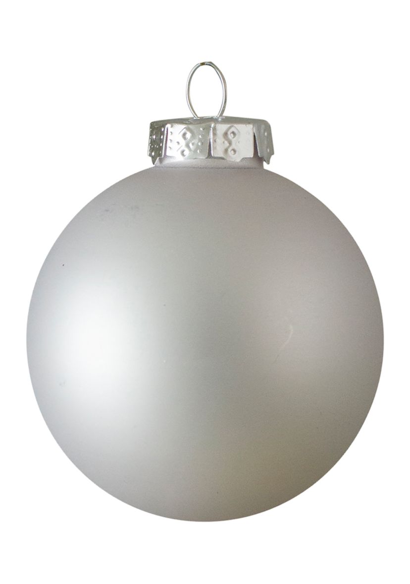 40ct Shiny and Matte Silver Glass Ball Christmas Ornaments 2.5Inch