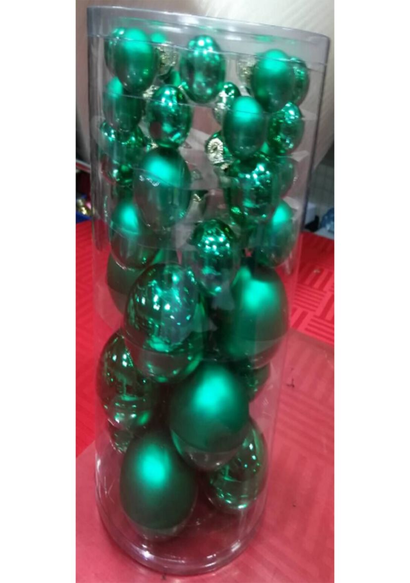 40ct Green 2- Finish Multiple Size Glass Ball Christmas Ornaments