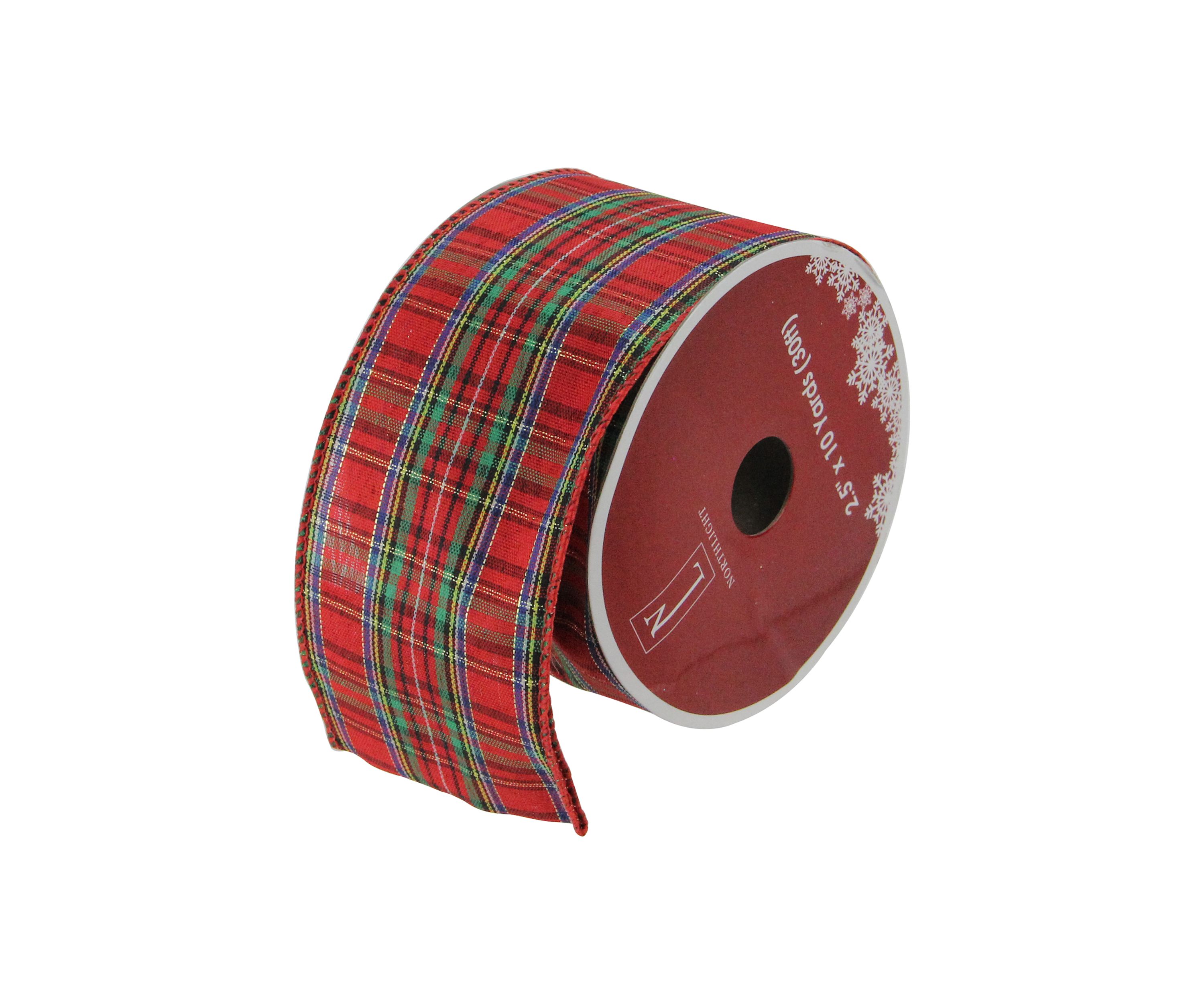 Pack of 12 Red and Green Stripe Wired Christmas Craft Ribbons - 2.5Inch x 120 Yards