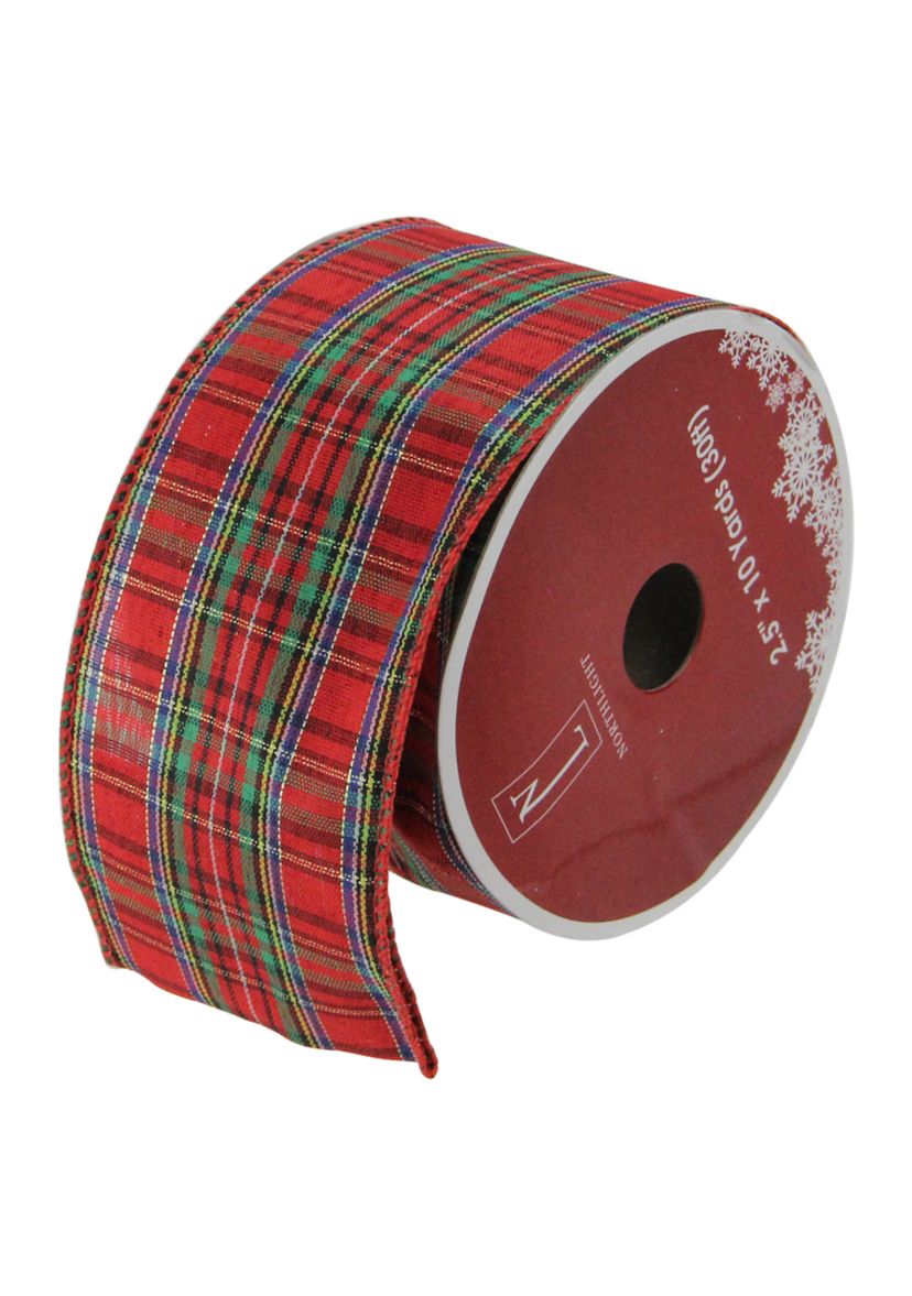 Pack of 12 Red and Green Stripe Wired Christmas Craft Ribbons - 2.5Inch x 120 Yards
