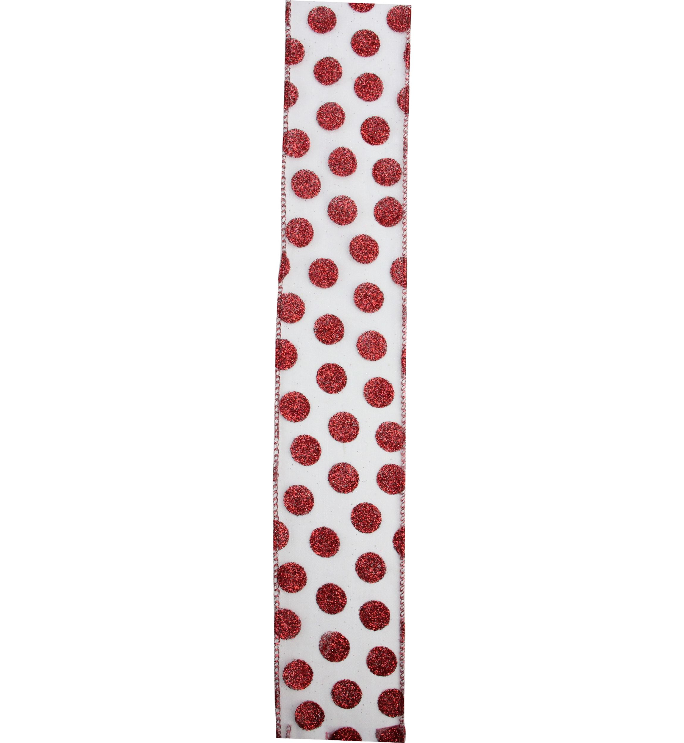 Pack of 12 Silver and Red Glittering Polka Dots Christmas Wired Craft Ribbons - 2.5Inch x 120 Yards