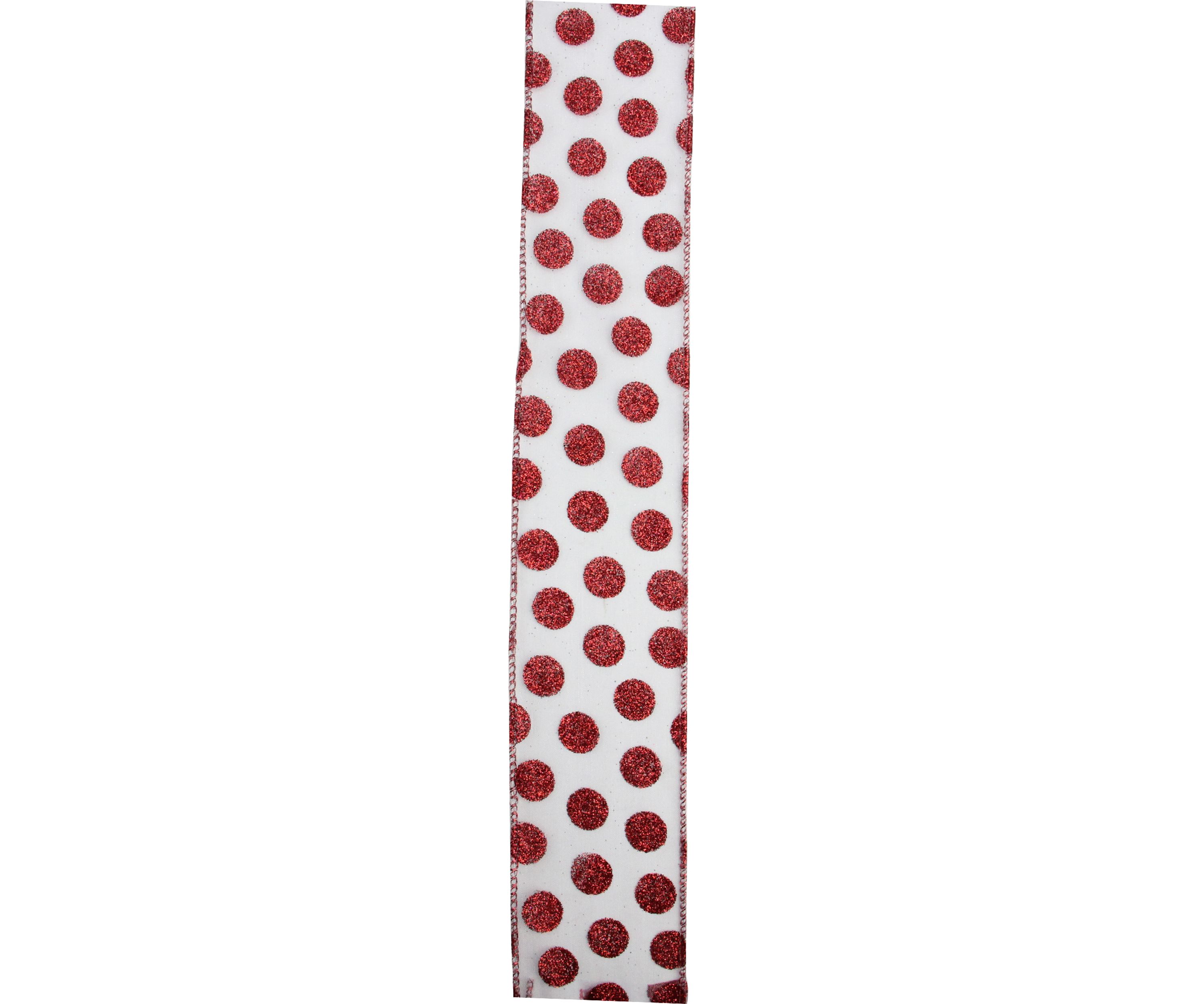 Pack of 12 Silver and Red Glittering Polka Dots Christmas Wired Craft Ribbons - 2.5Inch x 120 Yards