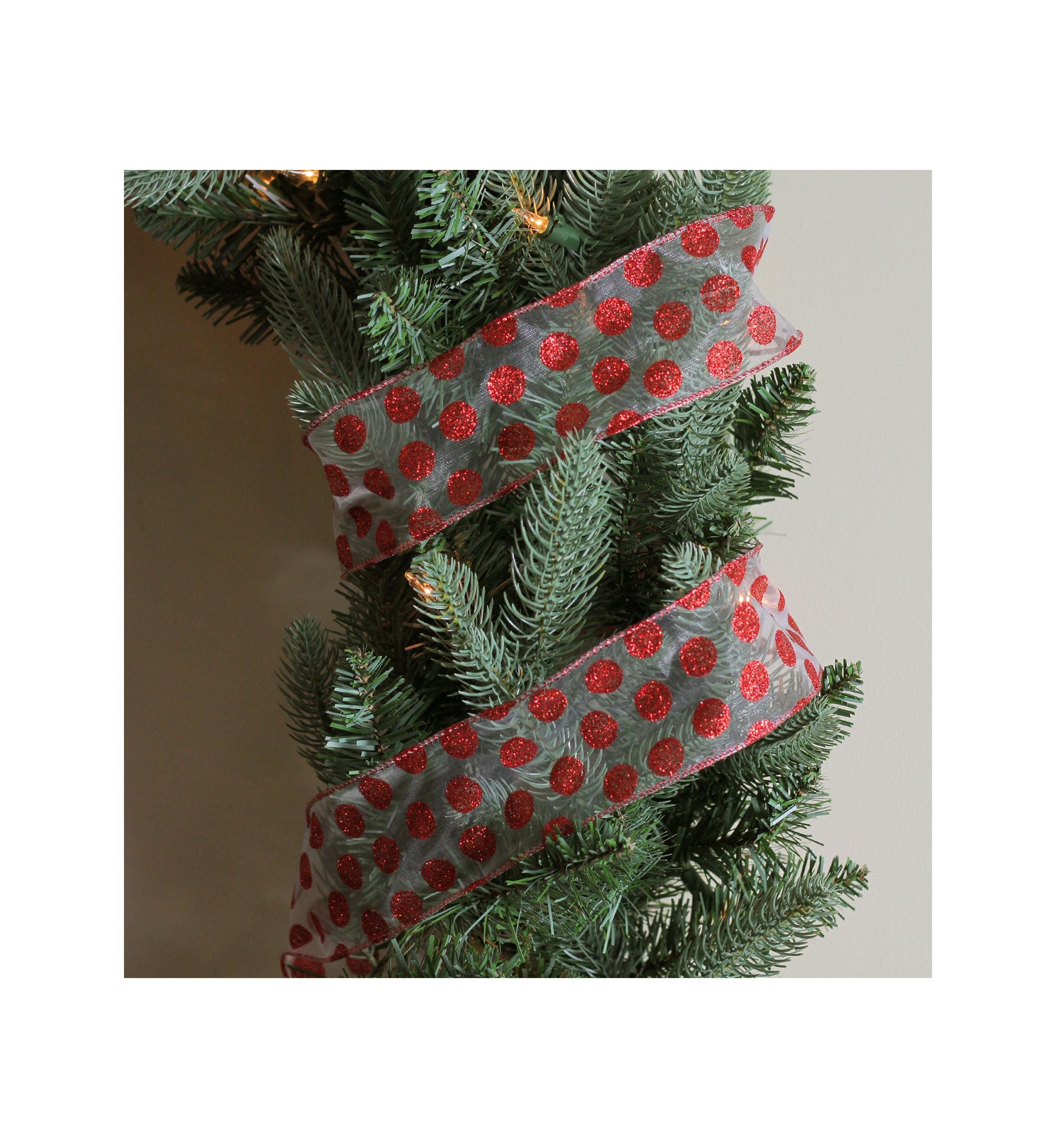 Pack of 12 Silver and Red Glittering Polka Dots Christmas Wired Craft Ribbons - 2.5Inch x 120 Yards