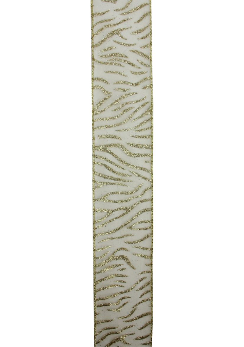Pack of 12 Sparkling Gold Lines Wired Christmas Craft Ribbons - 2.5Inch x 120 Yards