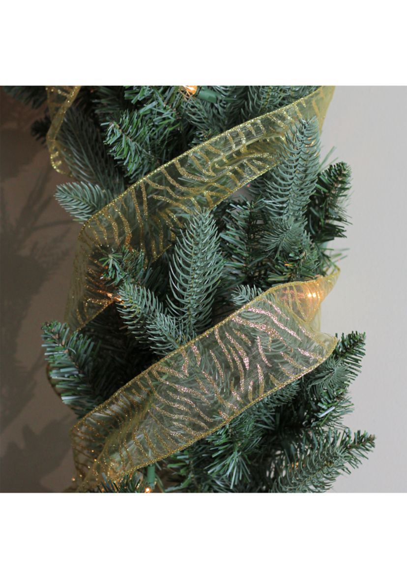 Pack of 12 Sparkling Gold Lines Wired Christmas Craft Ribbons - 2.5Inch x 120 Yards