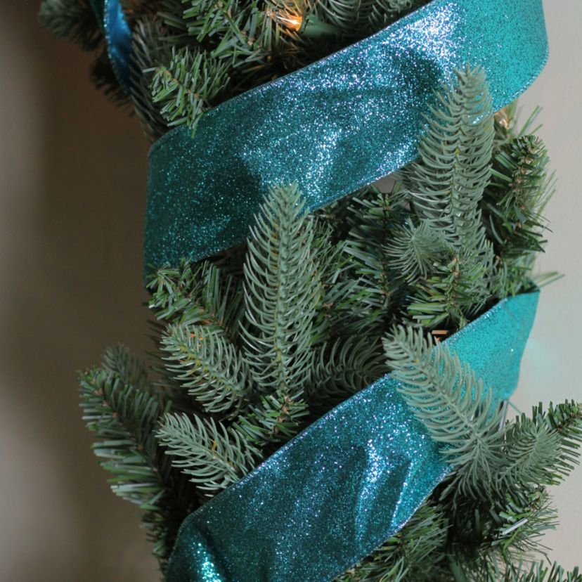 Pack of 12 Shimmering Teal Green Solid Wired Christmas Craft Ribbon - 2.5" x 120 Yards