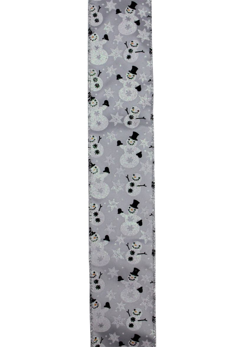 Pack of 12 Shiny Silver Snowmen and Snowflakes Wired Christmas Craft Ribbon 2.5Inch x 120 Yards