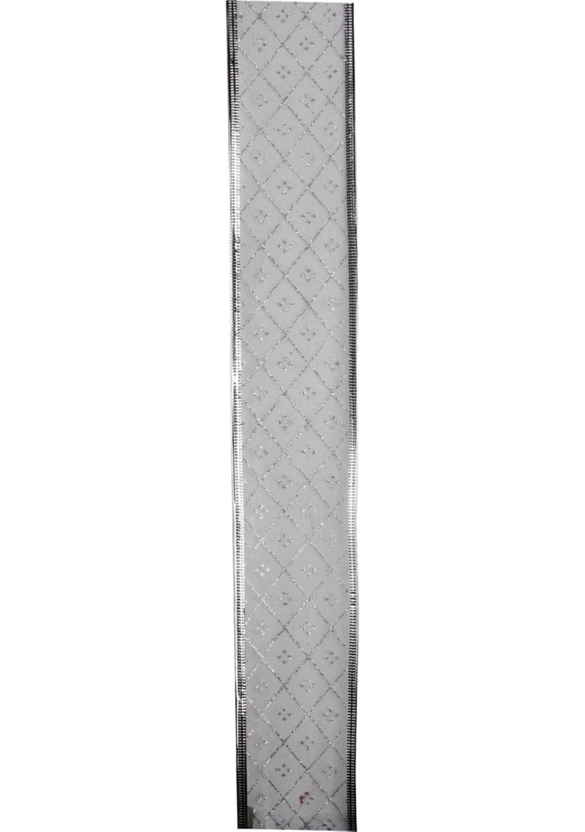 Club Pack of 12 Shimmering Silver Diamond Wired Christmas Craft Ribbon Spools - 2.5Inch x 120 Yards