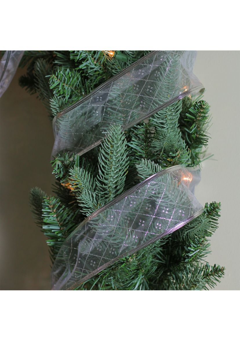 Club Pack of 12 Shimmering Silver Diamond Wired Christmas Craft Ribbon Spools - 2.5Inch x 120 Yards