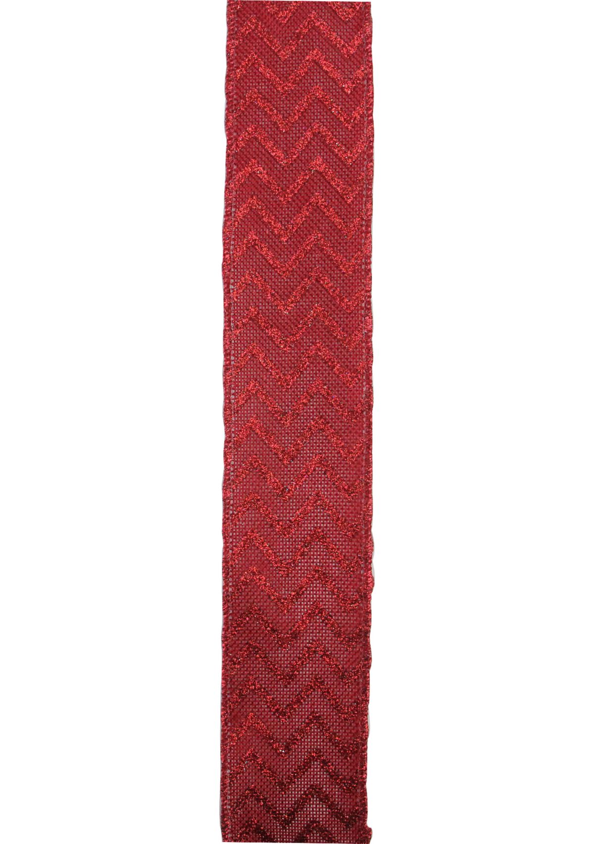 Pack of 12 Wine Red Glitter Chevron Wired Christmas Craft Ribbon 2.5Inch x 120 Yards