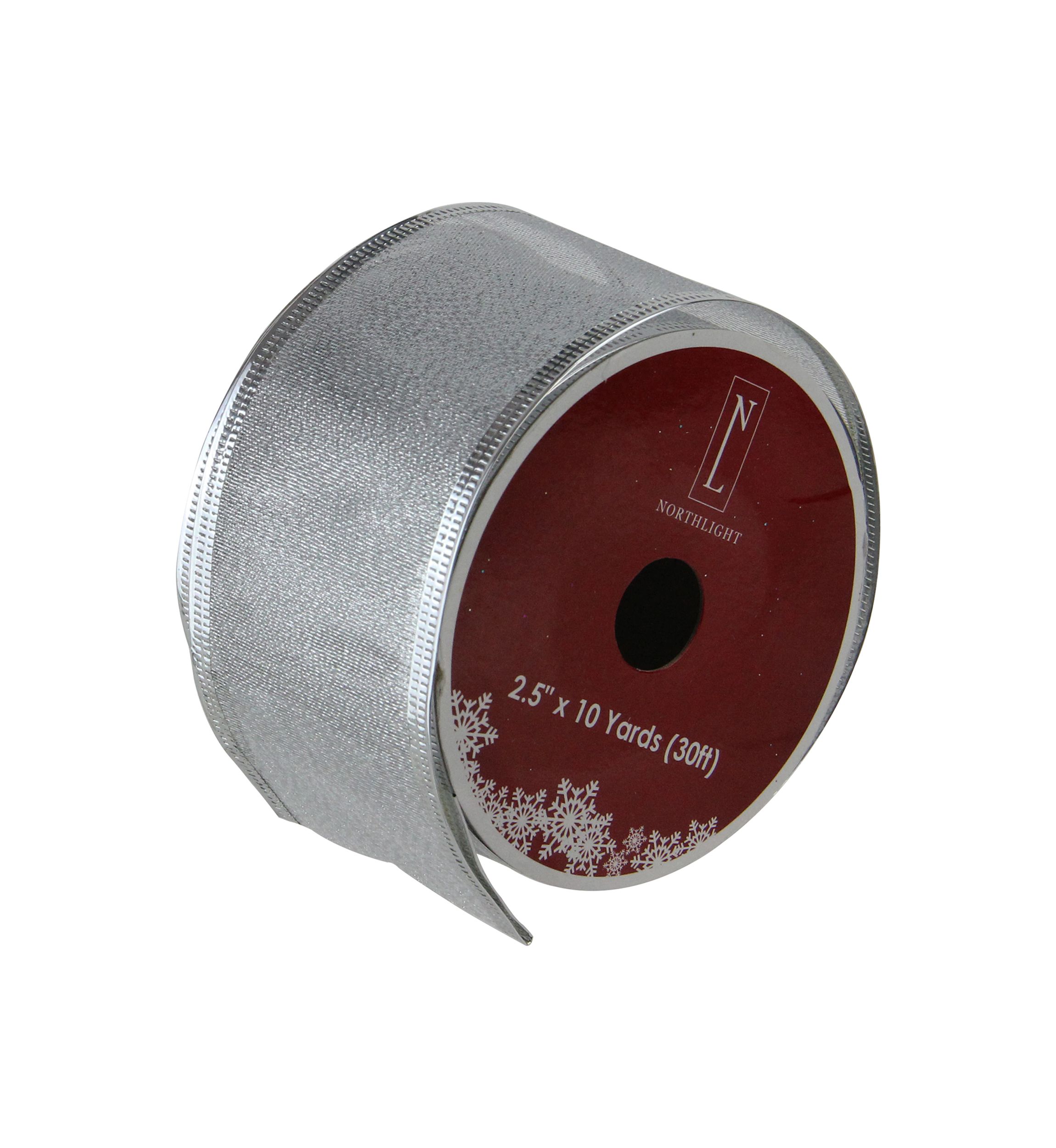 Pack of 12 Gray and Silver Wired Christmas Craft Ribbons 2.5Inch x 120 Yards