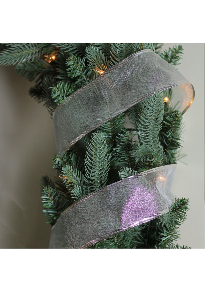 Pack of 12 Gray and Silver Wired Christmas Craft Ribbons 2.5Inch x 120 Yards