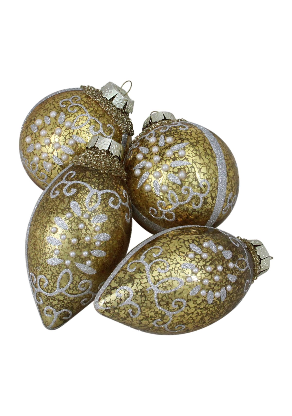 4 Count Gold and Silver Shiny Glass Christmas Ball Ornaments - 2.75 Inch (70mm)