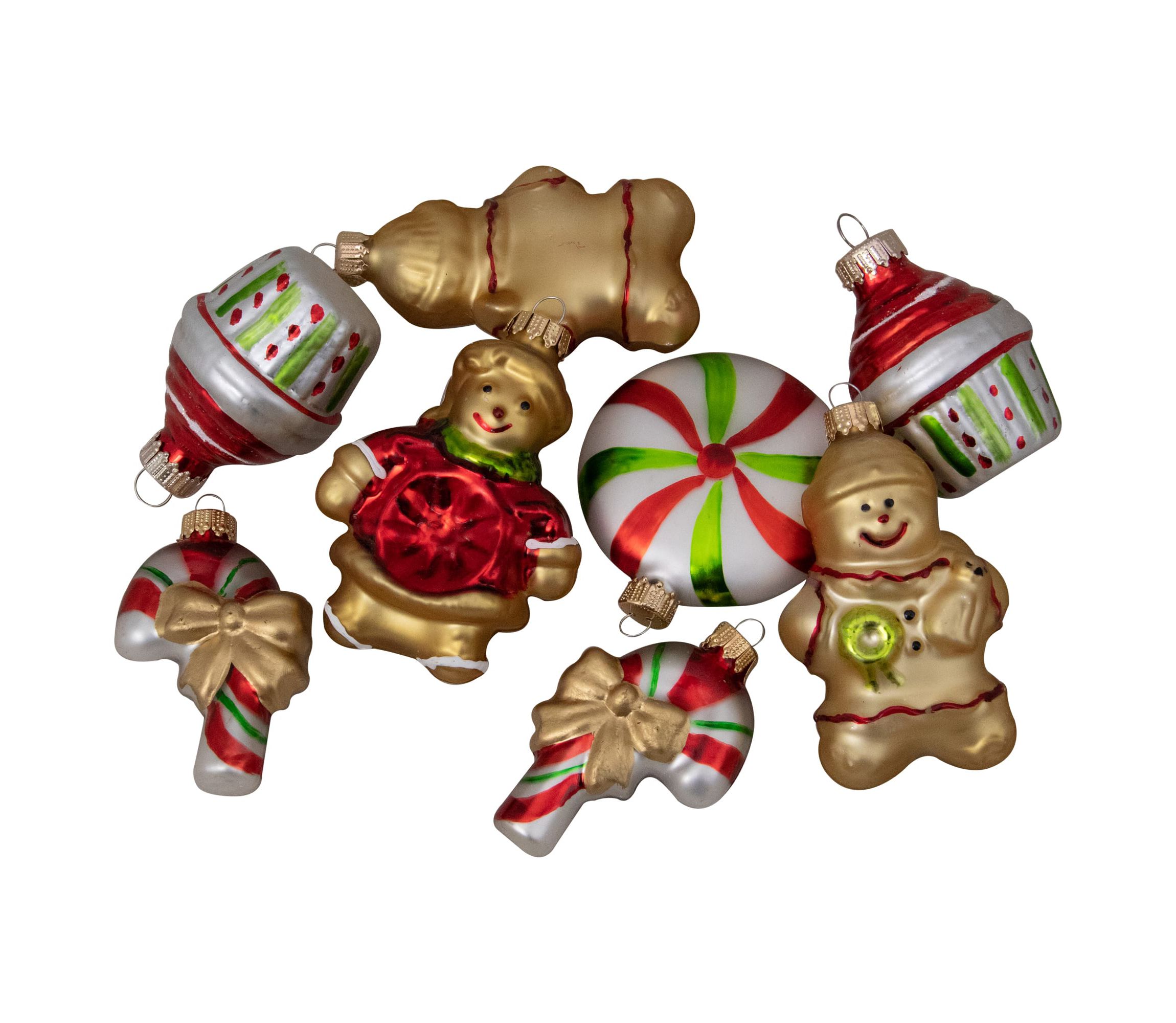 Pack of 8 Gold and Red Gingerbread Men with Sweet Treats Christmas Ornaments 3"