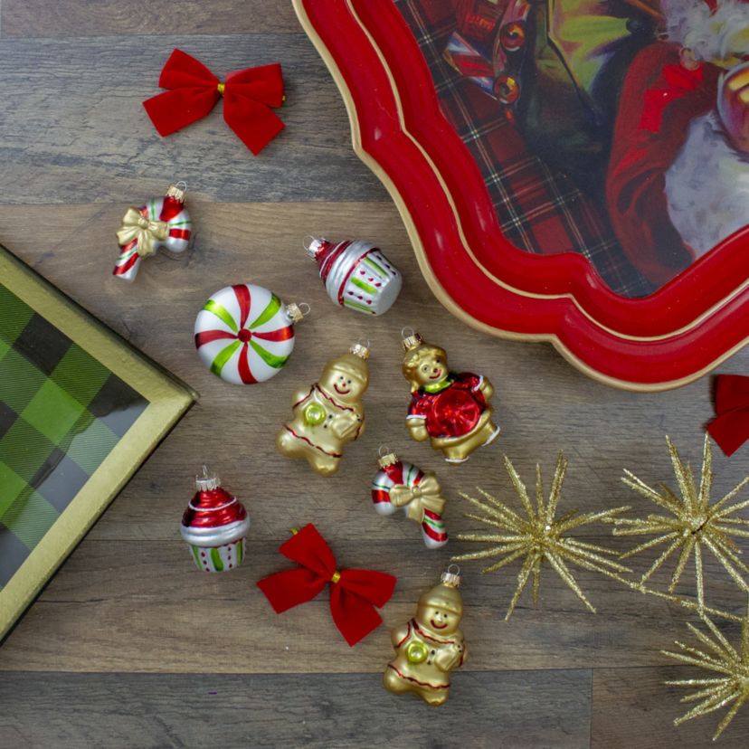 Pack of 8 Gold and Red Gingerbread Men with Sweet Treats Christmas Ornaments 3"