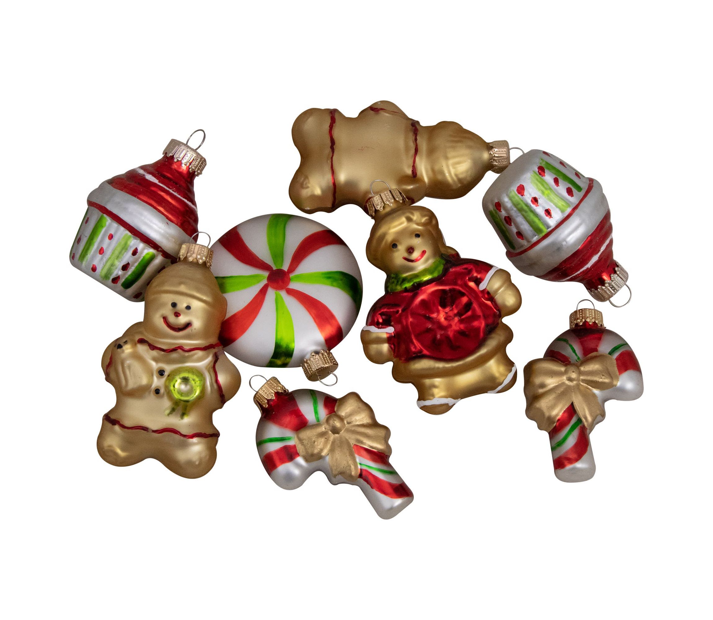 Pack of 8 Gold and Red Gingerbread Men with Sweet Treats Christmas Ornaments 3"