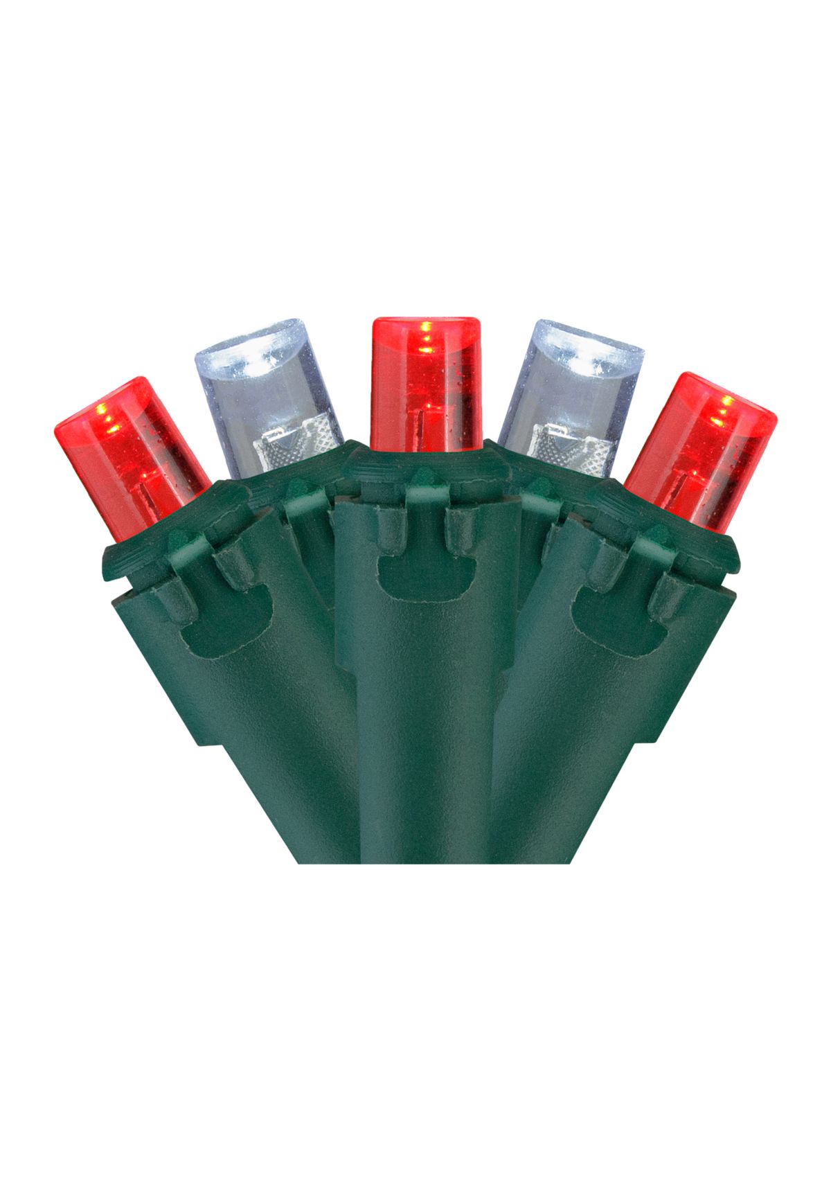 50 Red and White LED Wide Angle Christmas Lights - 16.25 ft Green Wire