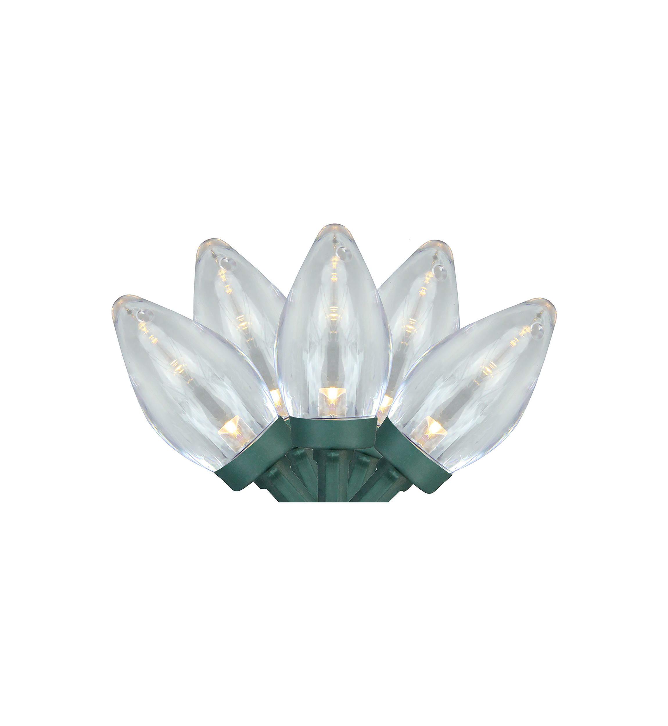 25ct Warm White LED C7 Christmas Lights - 16 ft Green Wire