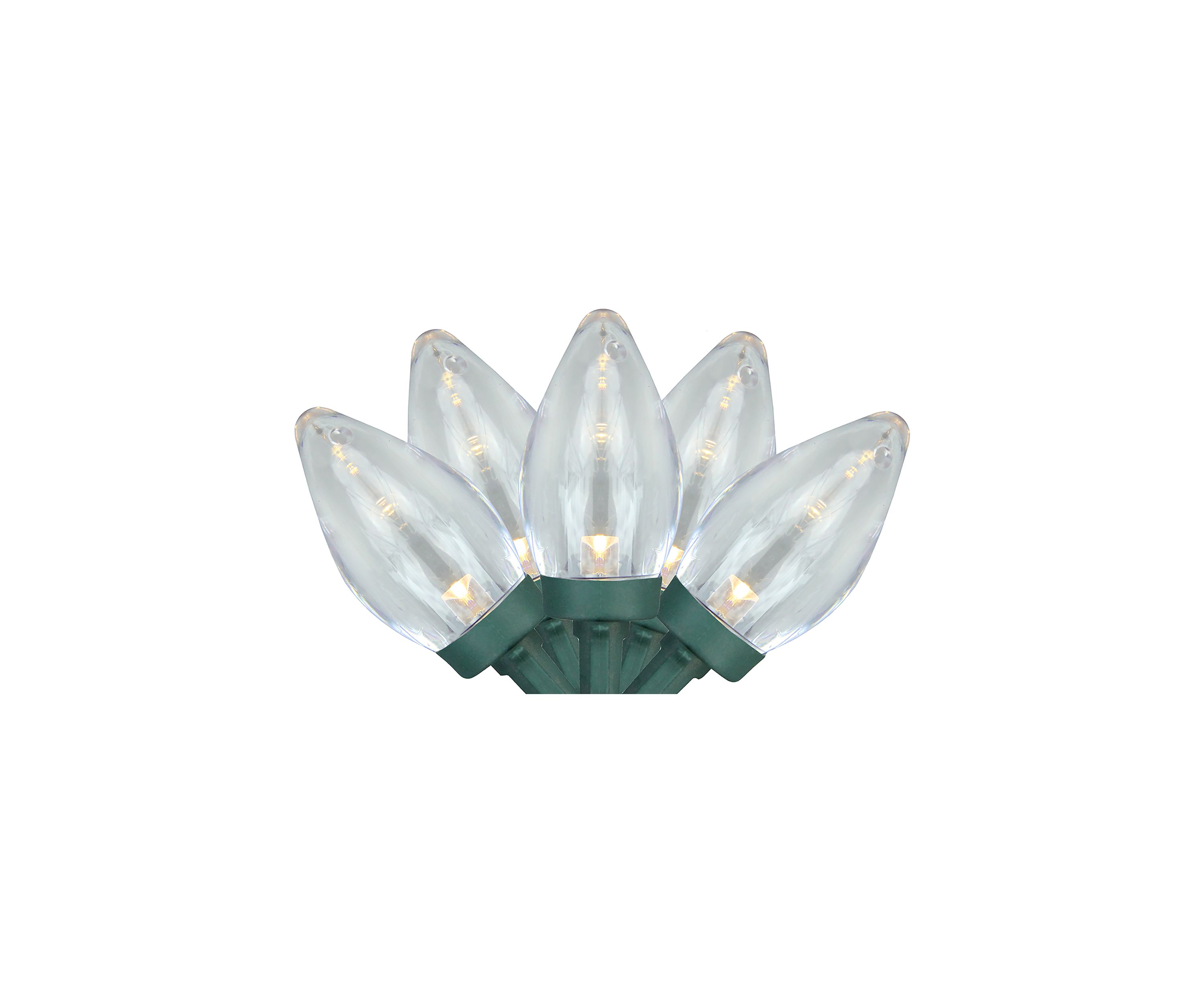 25ct Warm White LED C7 Christmas Lights - 16 ft Green Wire