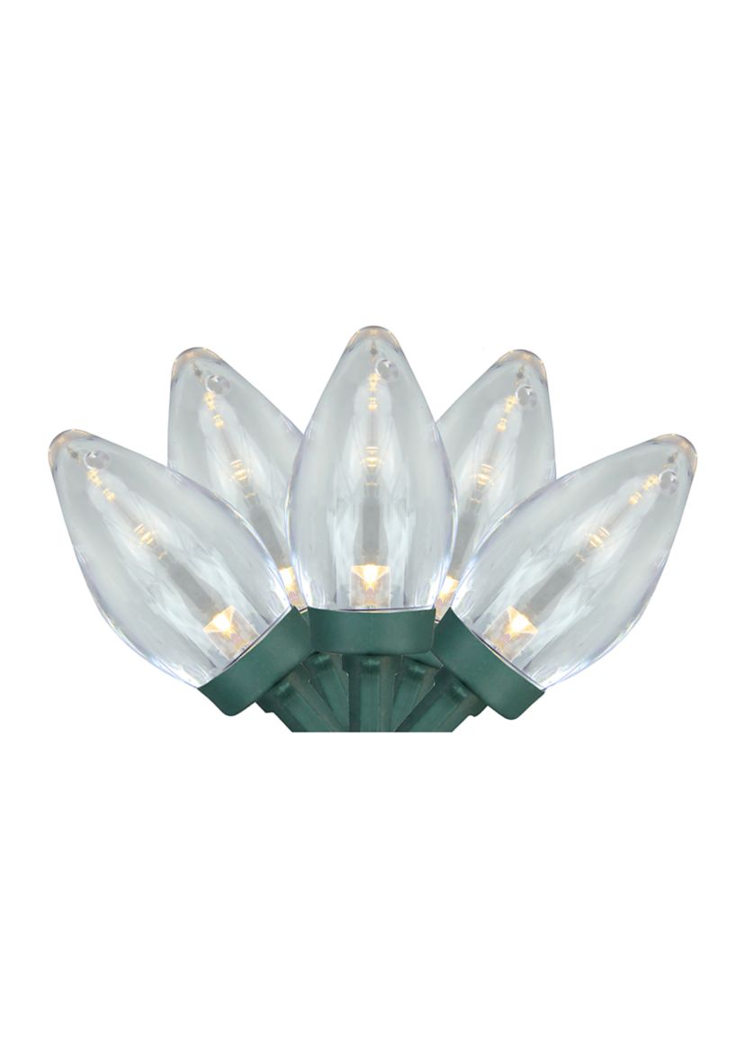 25ct Warm White LED C7 Christmas Lights - 16 ft Green Wire