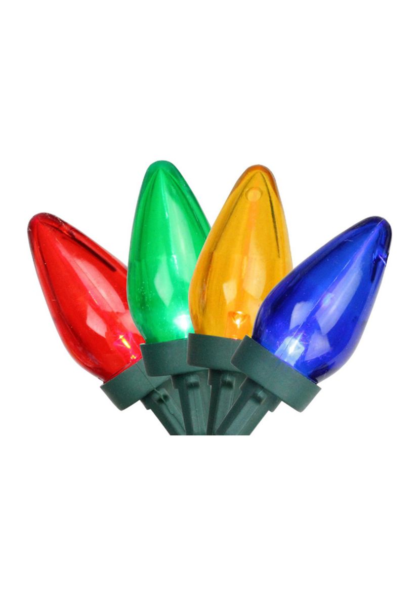 25 Vibrantly Colored LED C7 Christmas Lights - 16 ft Green Wire