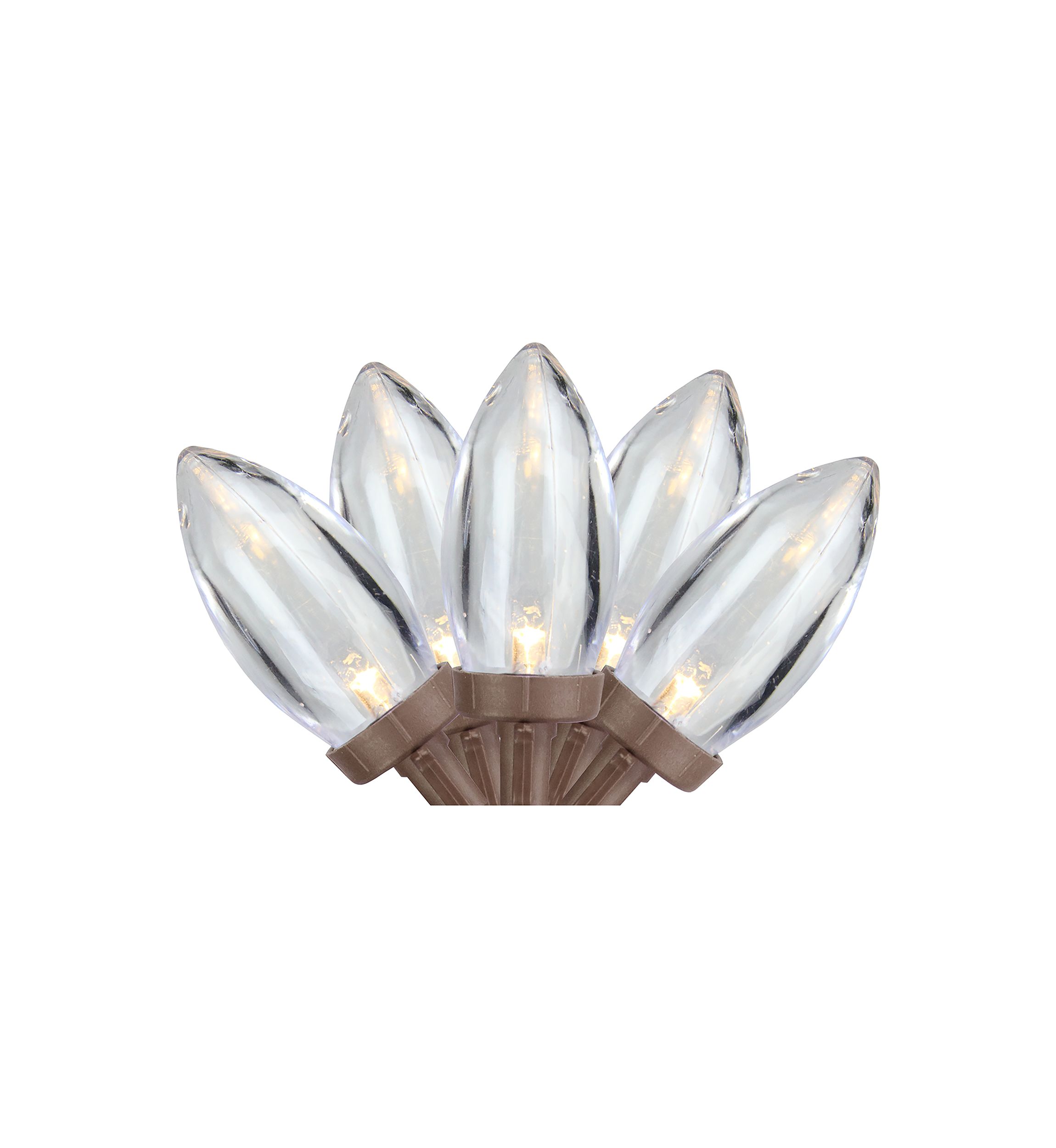 25 Warm White LED C9 Christmas Lights - 16 ft Brown Wire