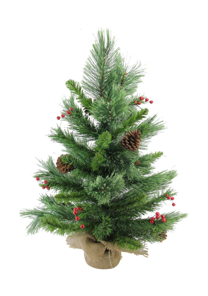 24Inch Mixed Cashmere Berry Pine Medium Artificial Christmas Tree - Unlit