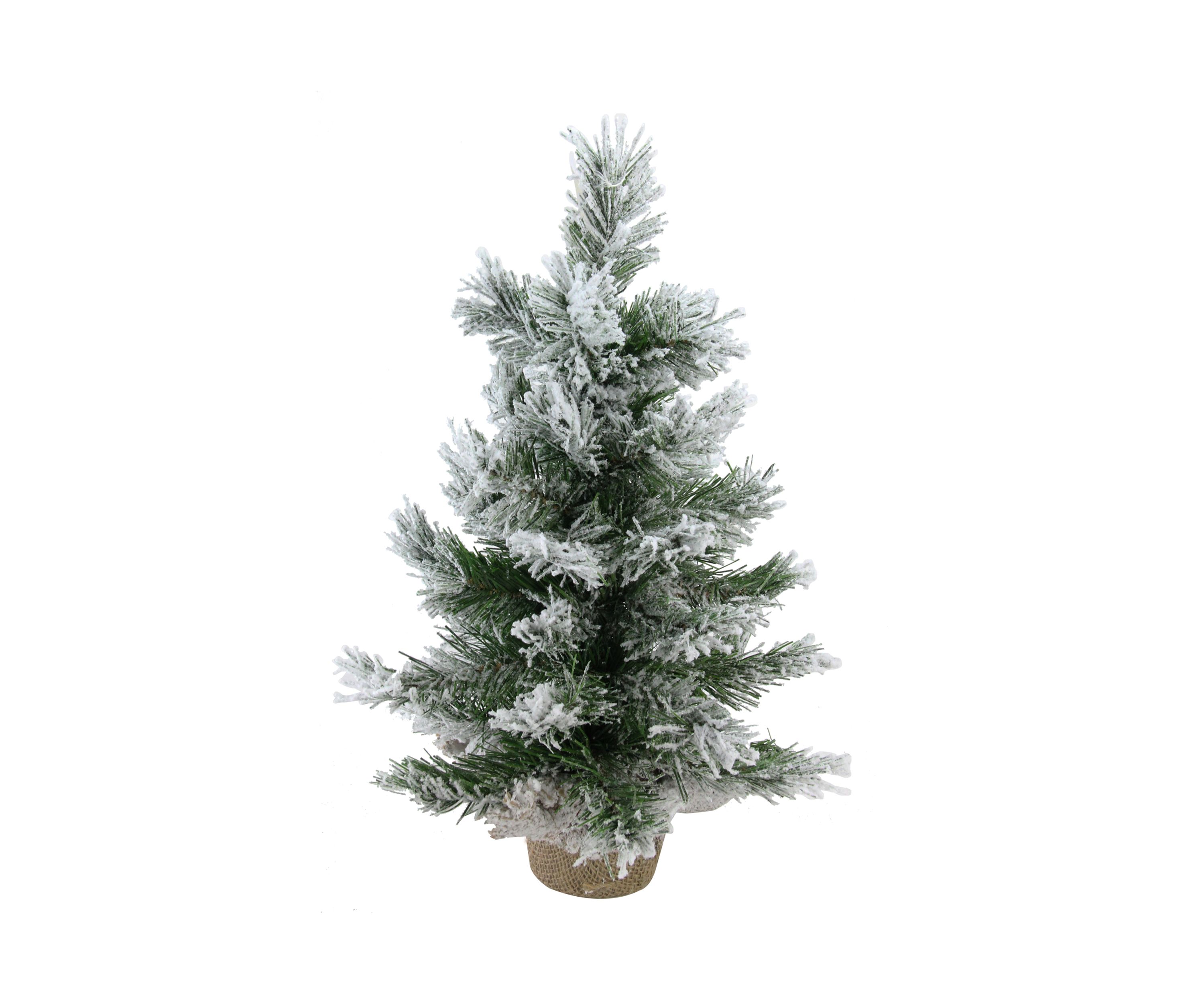 18Inch Flocked Pine Medium Artificial Christmas Tree in Burlap Base - Unlit