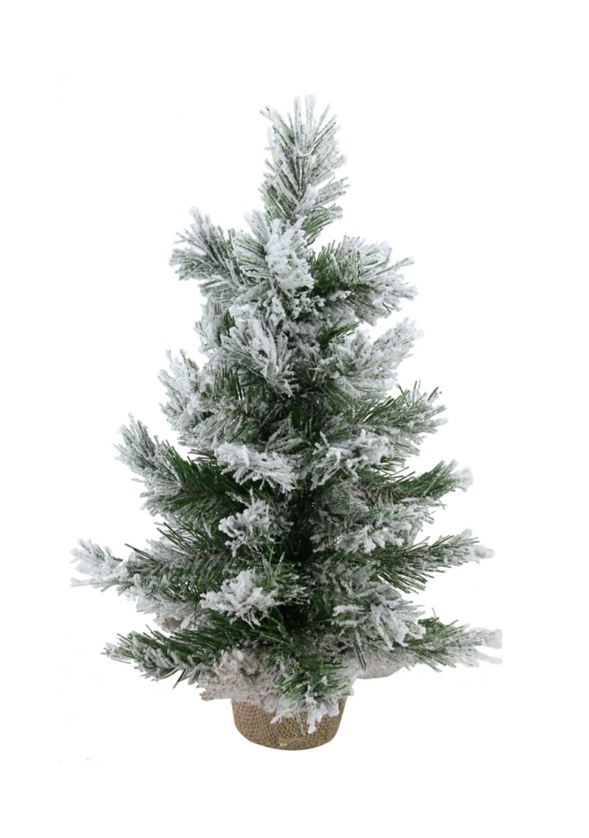 18Inch Flocked Pine Medium Artificial Christmas Tree in Burlap Base - Unlit