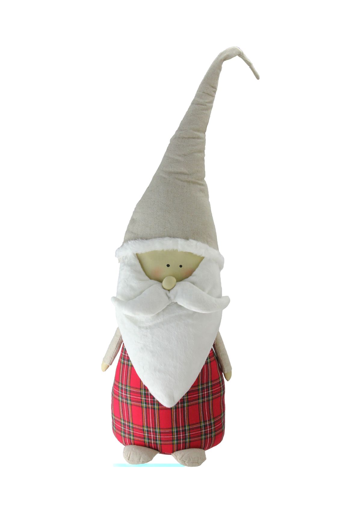 19Inch Red and White Plaid Blushing Santa Gnome Tabletop Decor