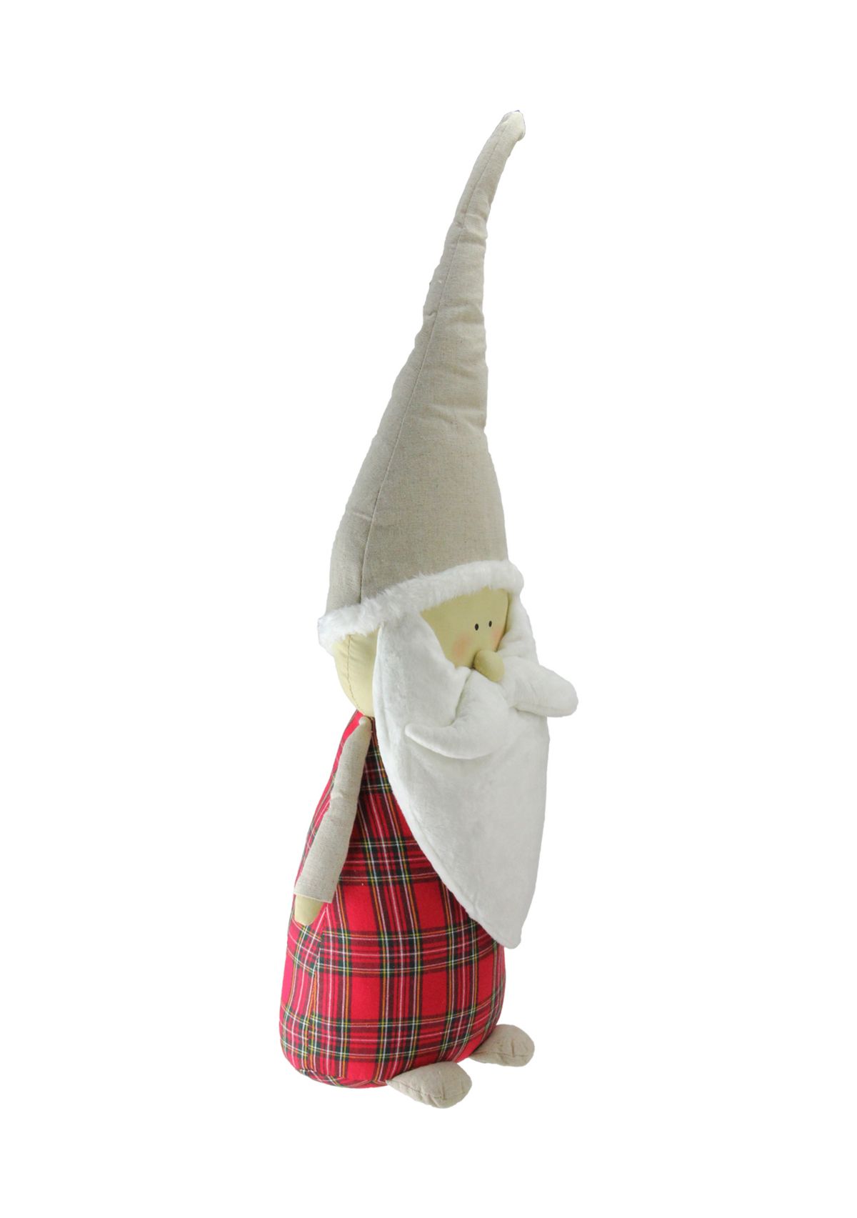 19Inch Red and White Plaid Blushing Santa Gnome Tabletop Decor