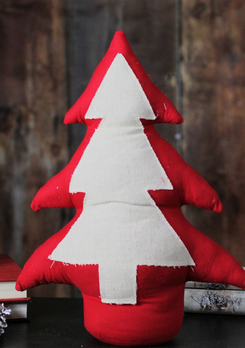 15Inch Red and White Contemporary Christmas Tree Tabletop Decor