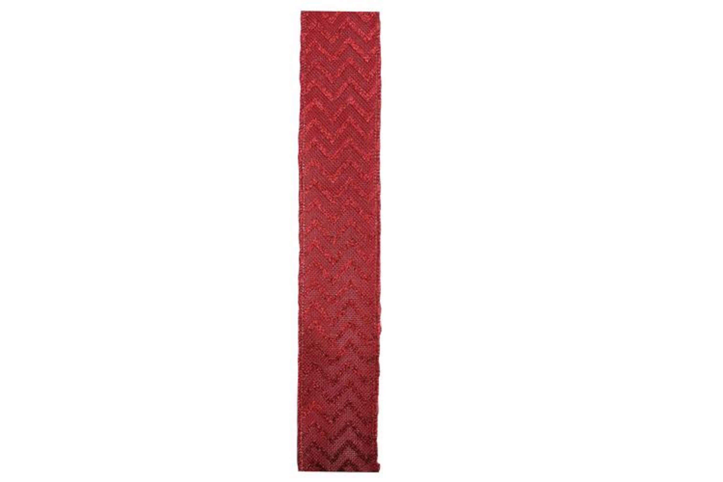 Wine Red Glitter Chevron Wired Christmas Craft Ribbon 2.5" x 10 Yards