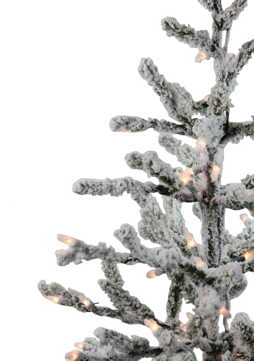 3 Pre-Lit Flocked Alpine Twig Artificial Christmas Tree - Warm White Lights