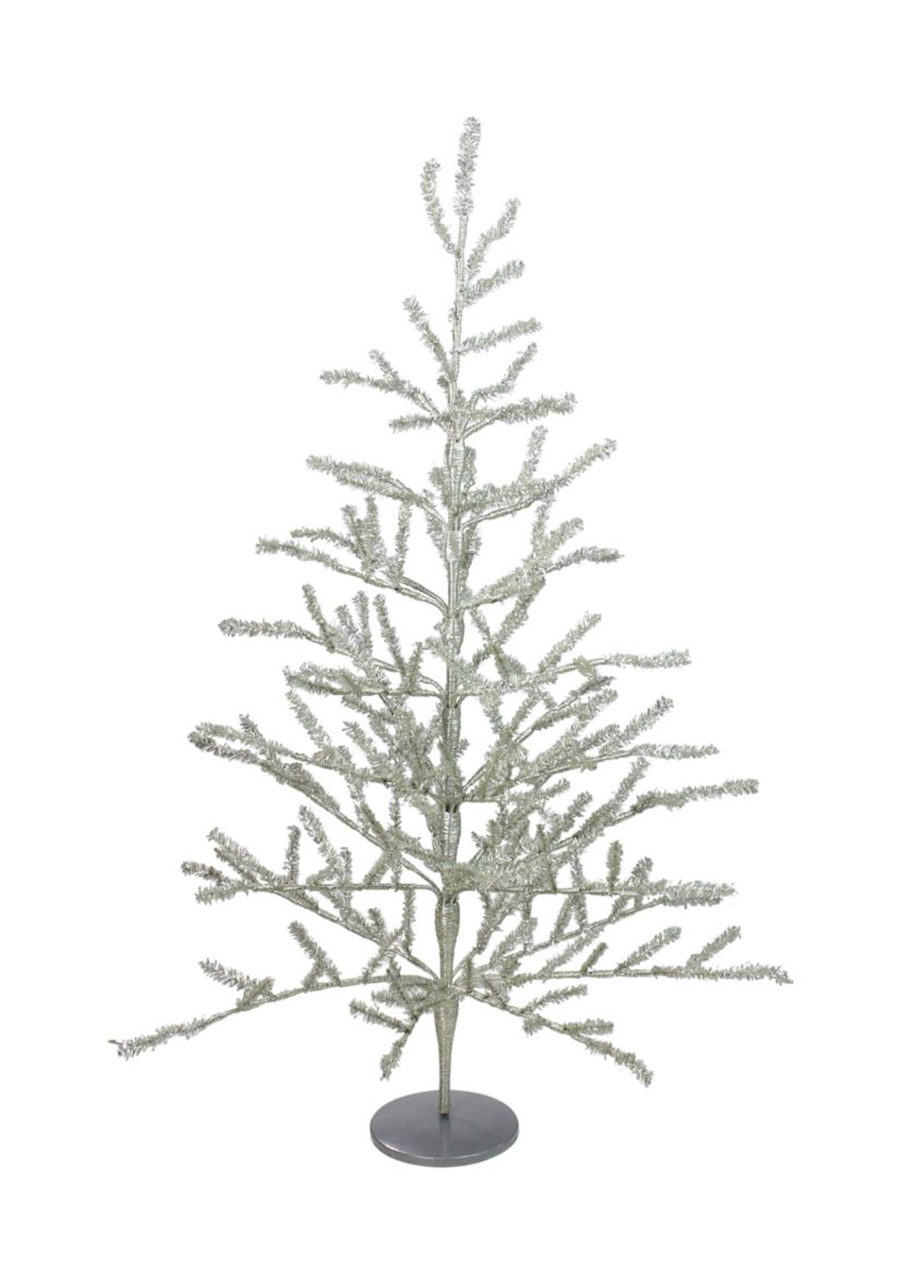 3 Full Champagne Tinsel Artificial Christmas Twig Tree - Unlit