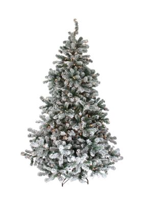 Northlight 7.5' Pre-Lit Full Flocked Natural Emerald Artificial Christmas Tree - Warm Clear Lights, Green -  0191296040181