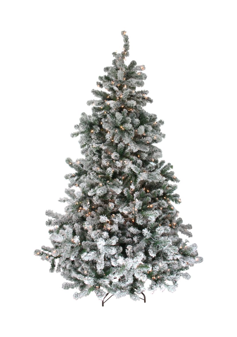 7.5 Pre-Lit Full Flocked Natural Emerald Artificial Christmas Tree - Warm Clear Lights