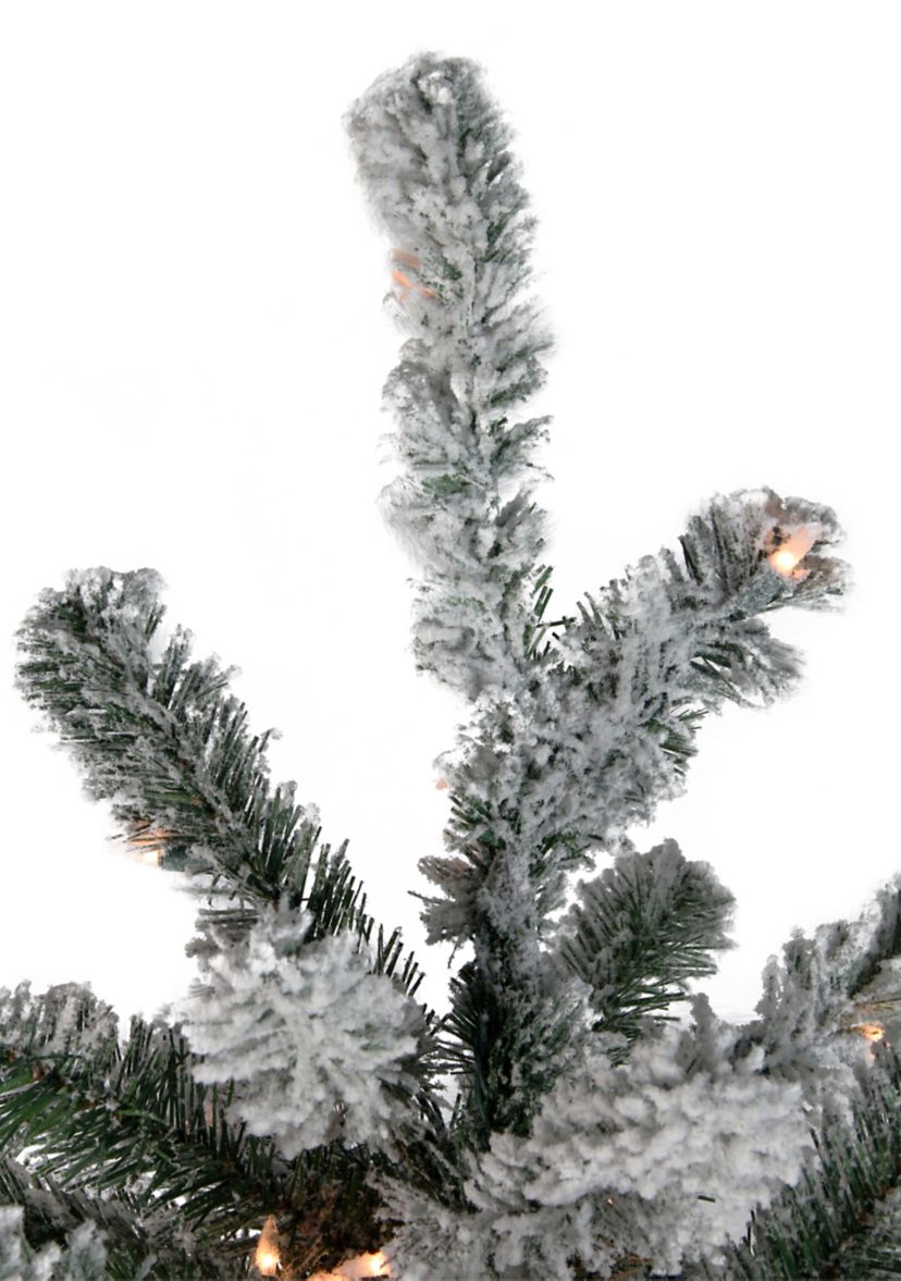 7.5 Pre-Lit Full Flocked Natural Emerald Artificial Christmas Tree - Warm Clear Lights