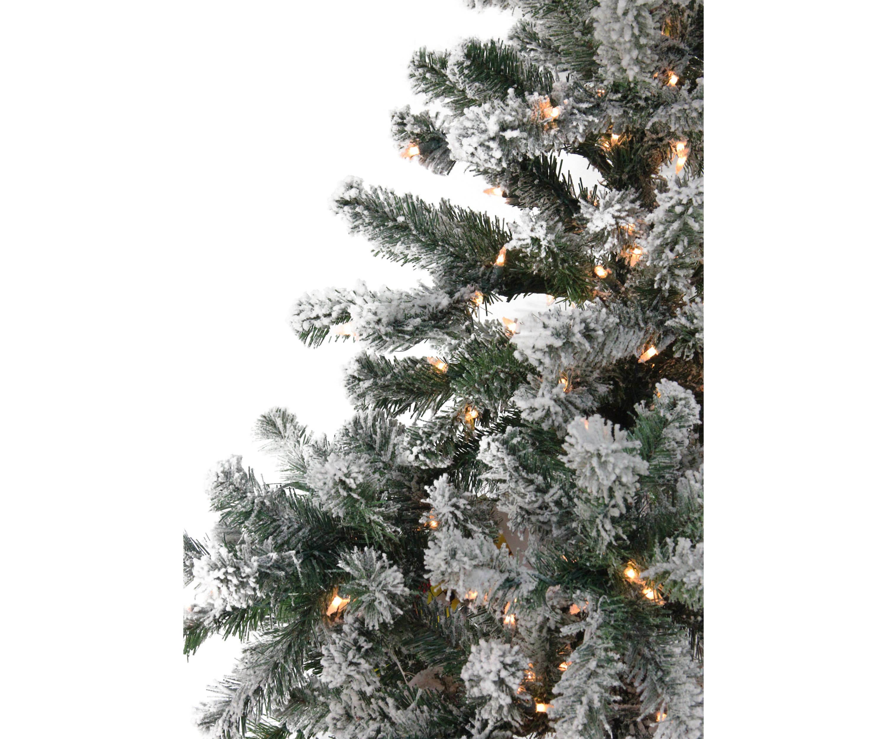 7.5 Pre-Lit Full Flocked Natural Emerald Artificial Christmas Tree - Warm Clear Lights
