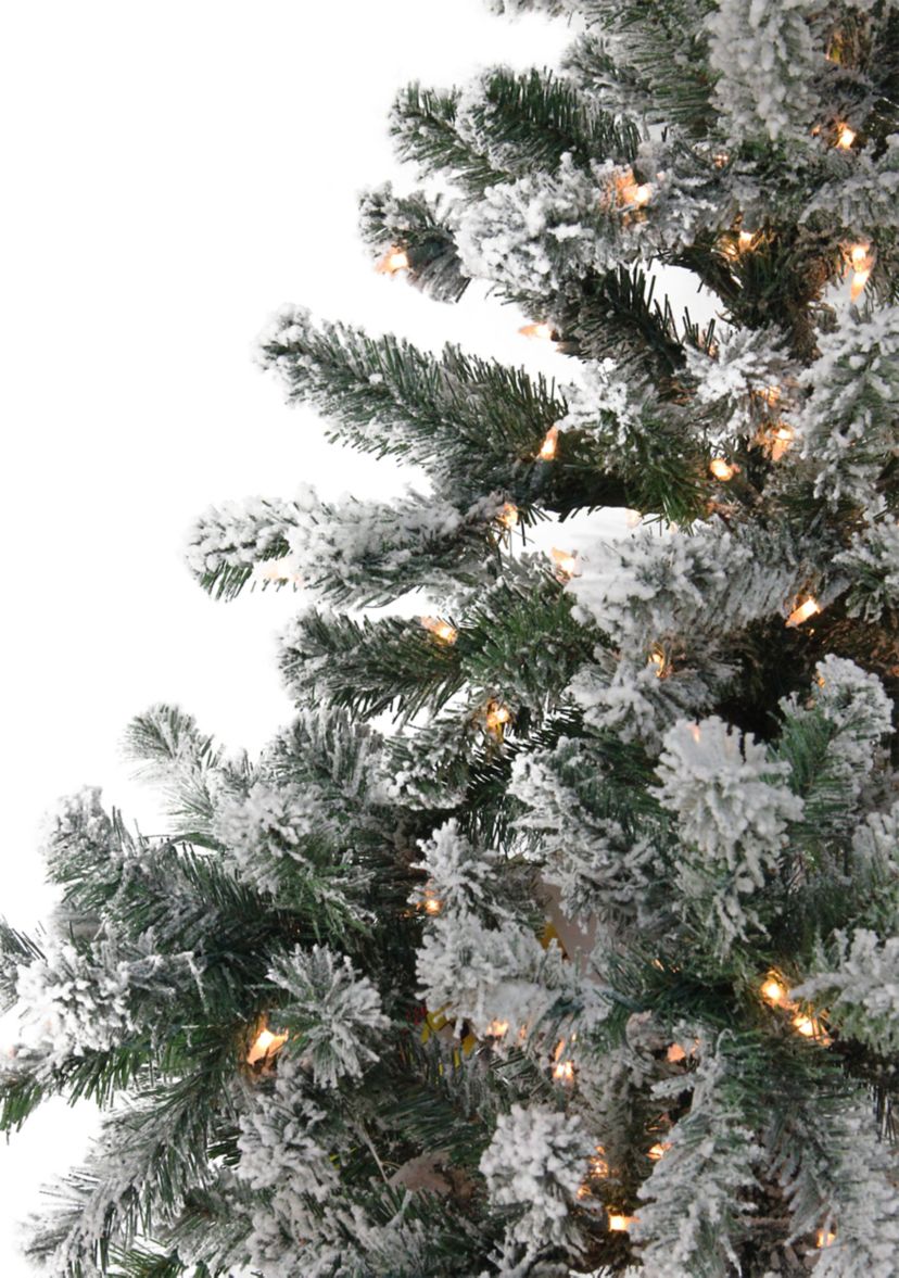 7.5 Pre-Lit Full Flocked Natural Emerald Artificial Christmas Tree - Warm Clear Lights