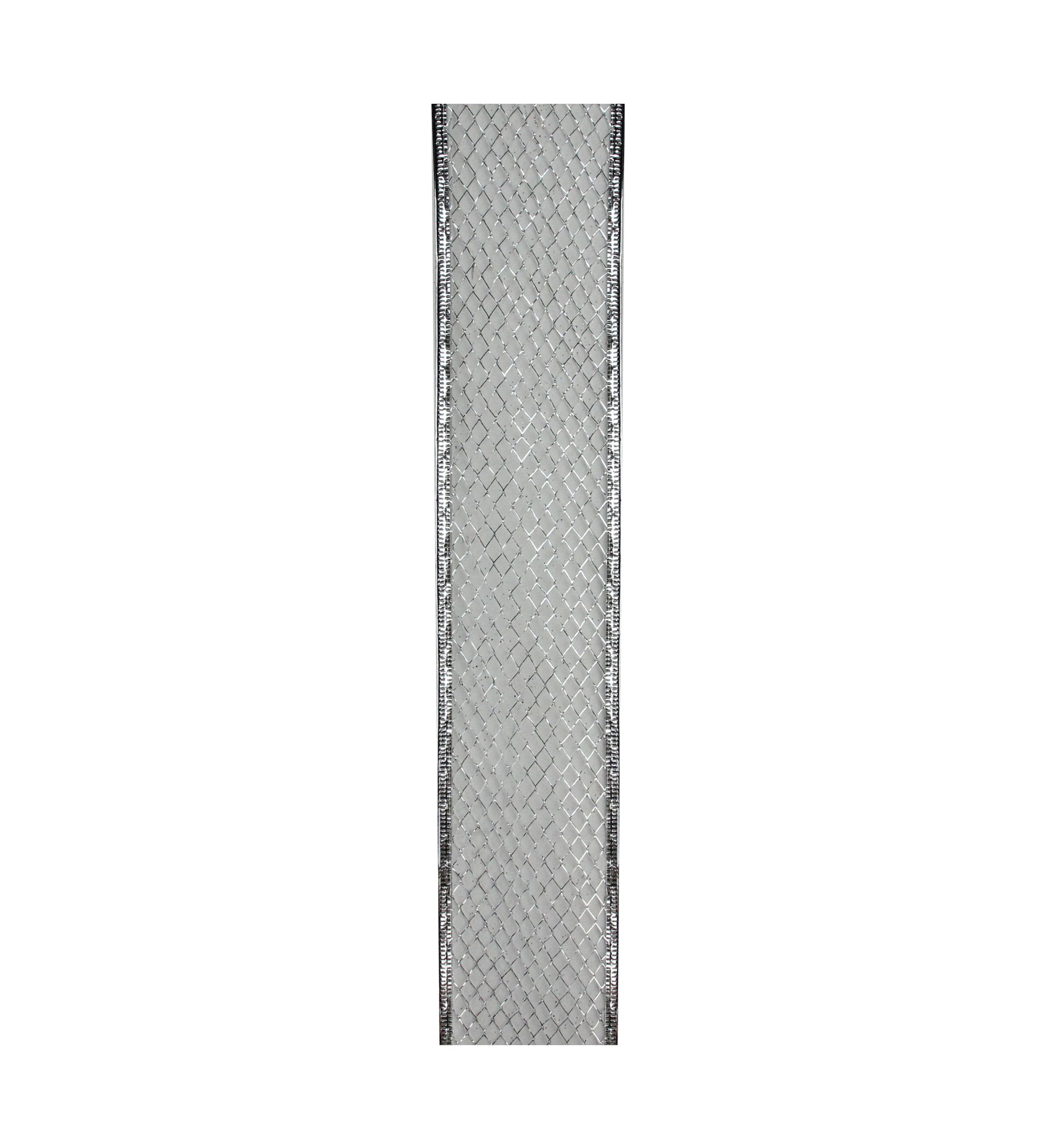 Pack of 12 Glittering Silver Metallic Lattice Christmas Wired Craft Ribbons - 2.5Inch x 120 Yards