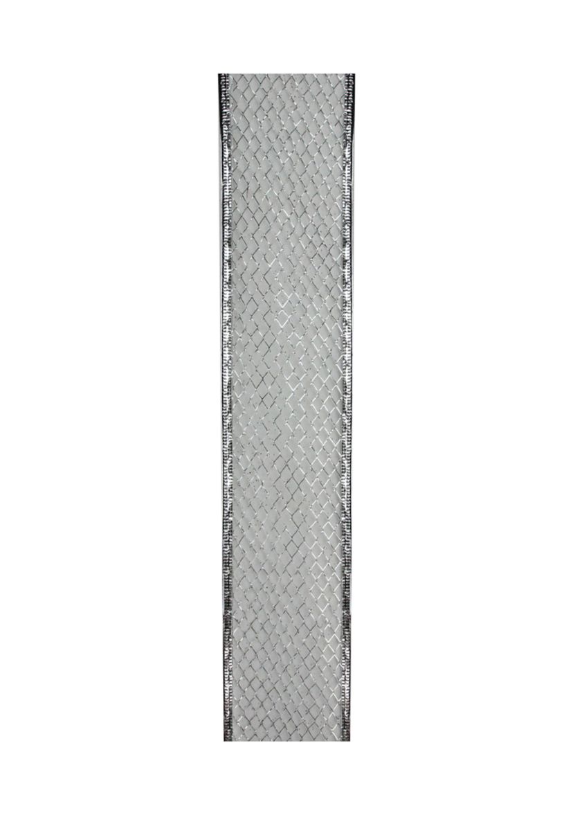 Pack of 12 Glittering Silver Metallic Lattice Christmas Wired Craft Ribbons - 2.5Inch x 120 Yards