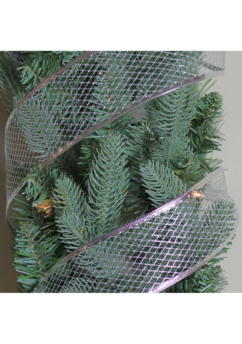 Pack of 12 Glittering Silver Metallic Lattice Christmas Wired Craft Ribbons - 2.5Inch x 120 Yards