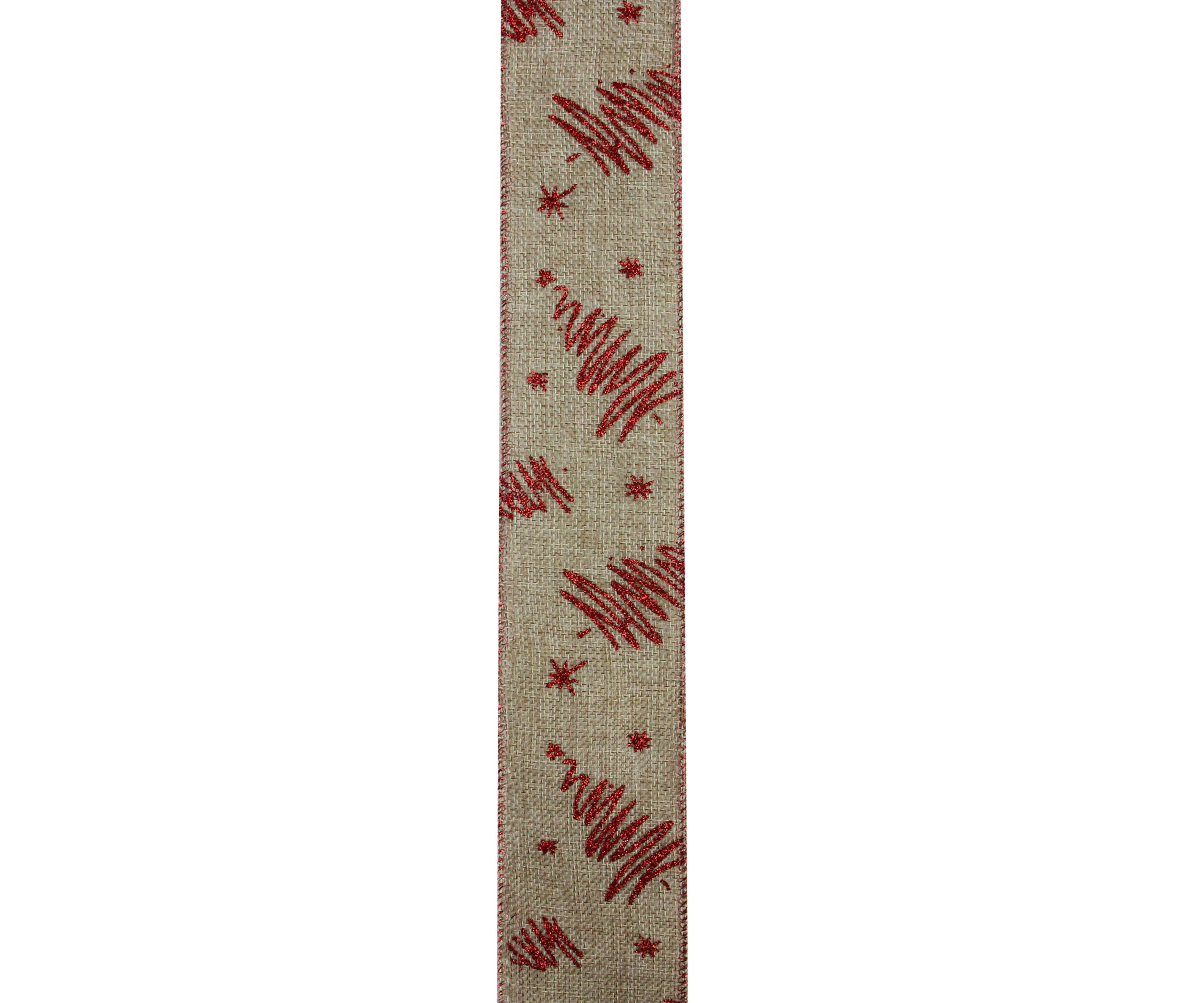 Pack of 12 Red and Beige Christmas Tree Wired Craft Ribbons - 2.5Inch x 120 Yards