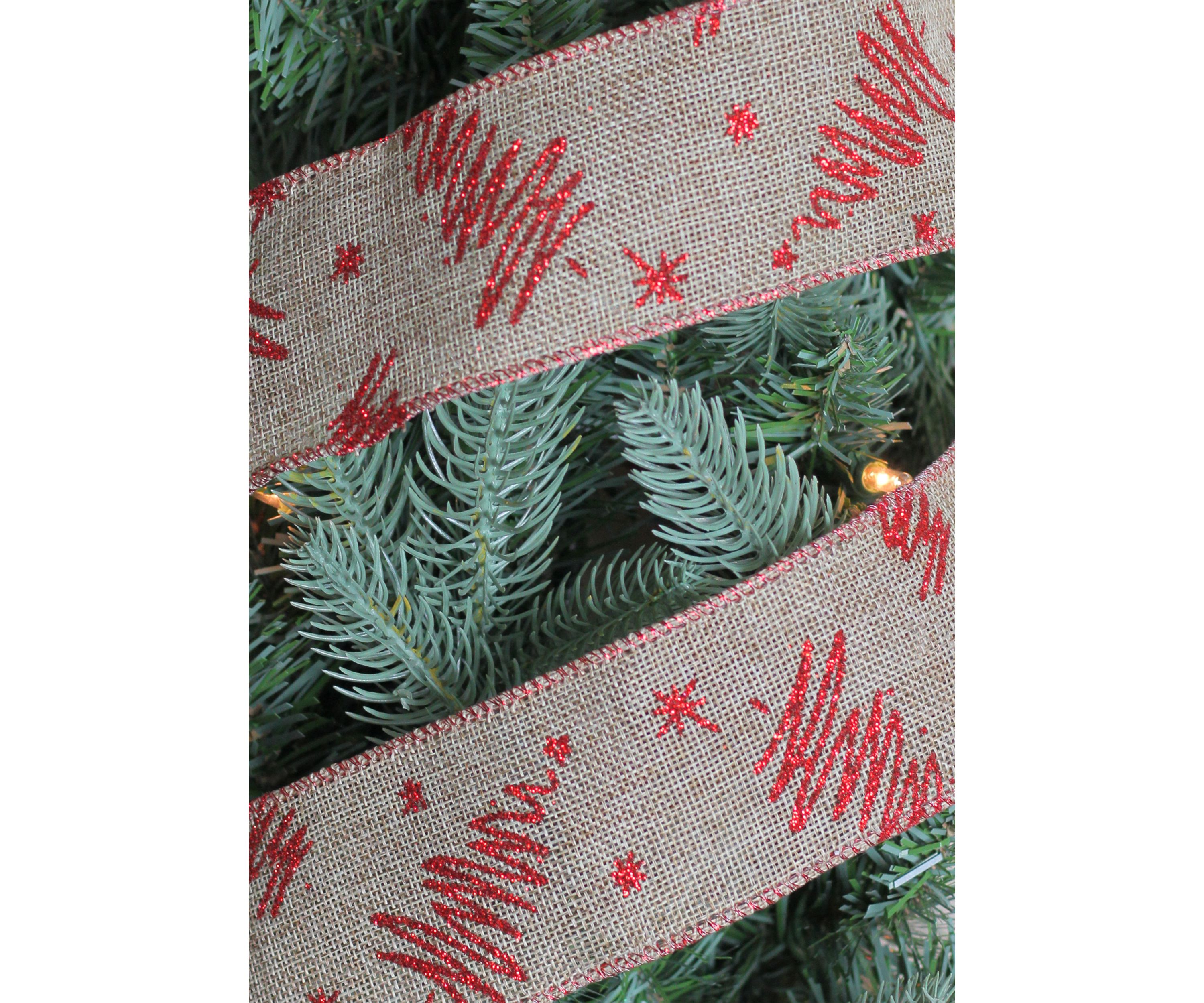 Pack of 12 Red and Beige Christmas Tree Wired Craft Ribbons - 2.5Inch x 120 Yards
