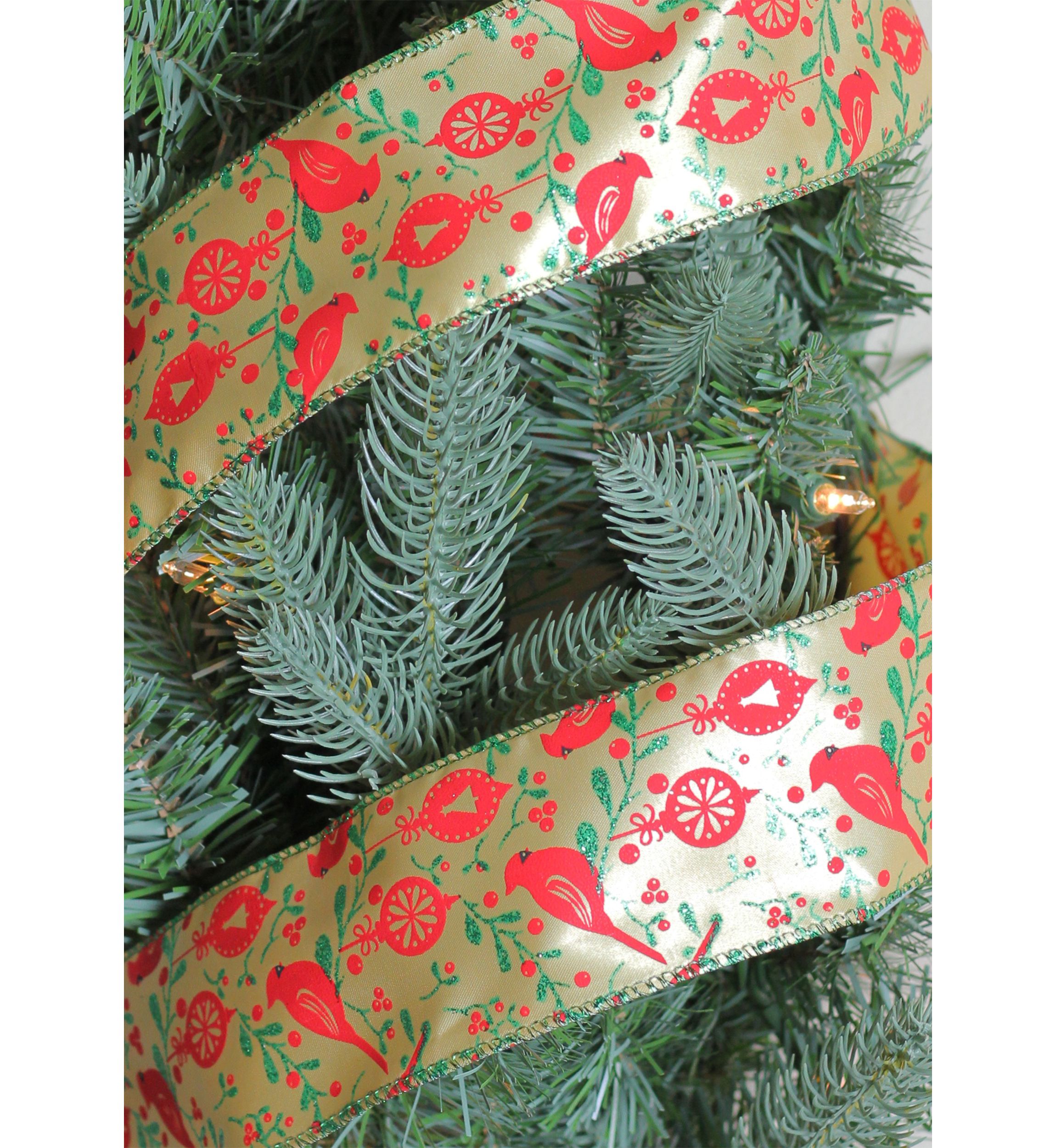 Club Pack of 12 Green and Ivory Cardinals Wired Christmas Craft Ribbon Spools 2.5Inch x 120 Yards