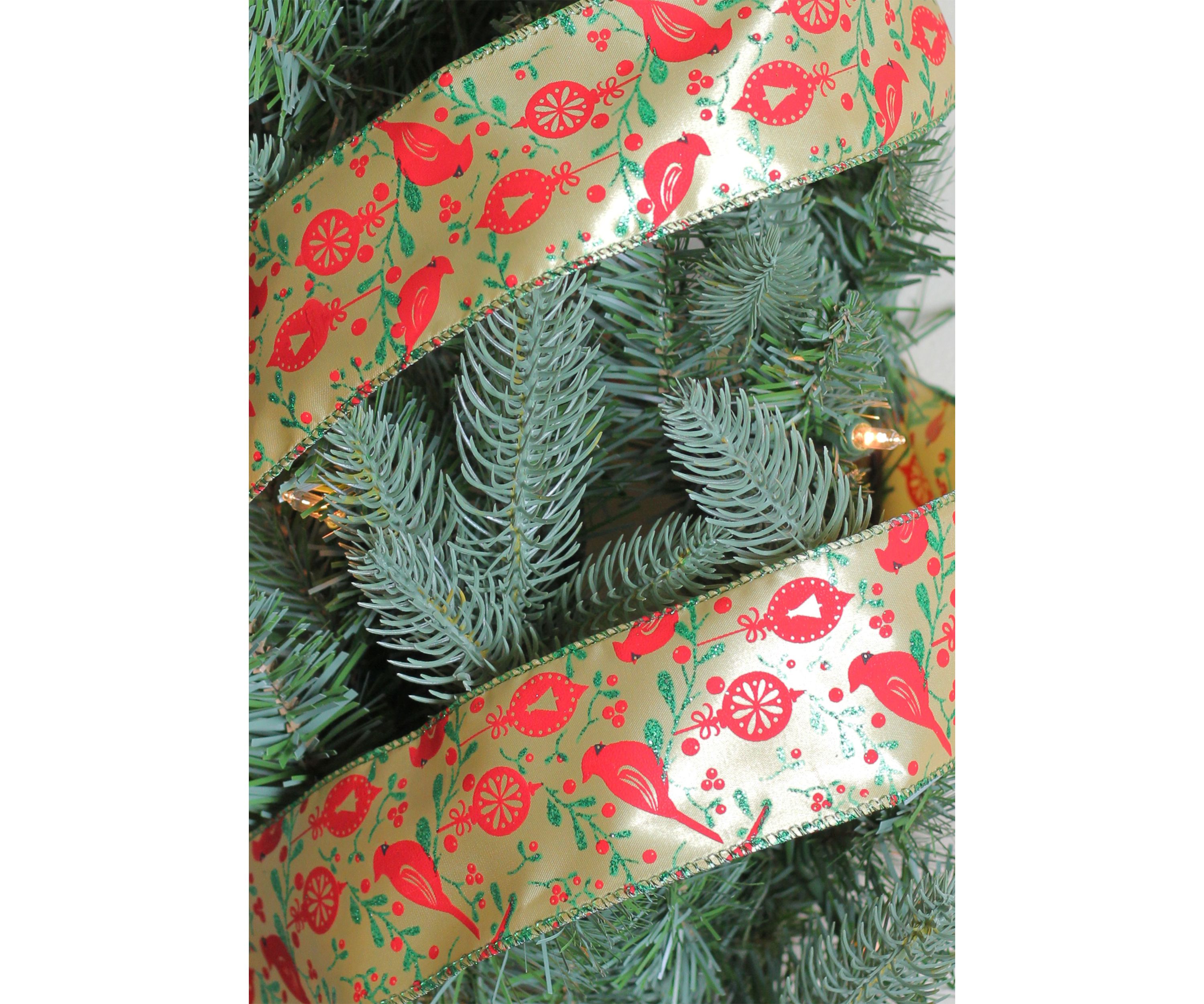 Club Pack of 12 Green and Ivory Cardinals Wired Christmas Craft Ribbon Spools 2.5Inch x 120 Yards