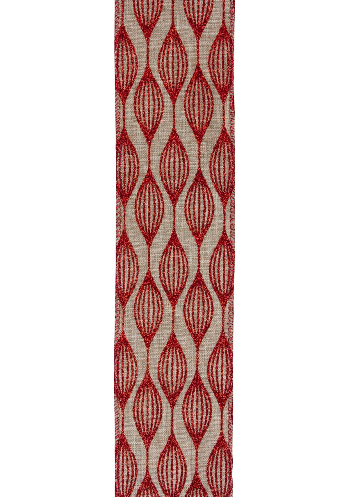 Club Pack of 12 Red and Beige Christmas Wired Craft Ribbons 2.5Inch x 120 Yards