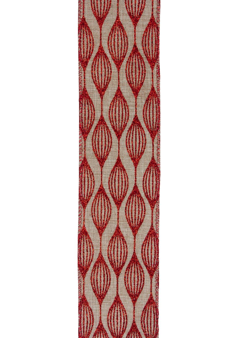 Club Pack of 12 Red and Beige Christmas Wired Craft Ribbons 2.5Inch x 120 Yards